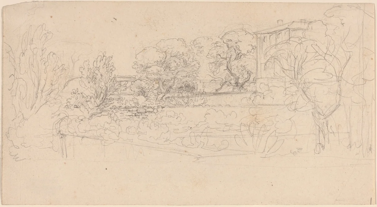 A Terraced Garden by a Villa by Friedrich Salathé, drawing, 1793-1858