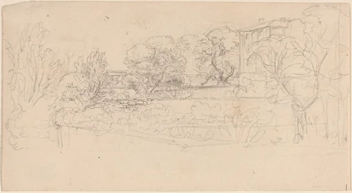 A Terraced Garden by a Villa by Friedrich Salathé, drawing, 1793-1858