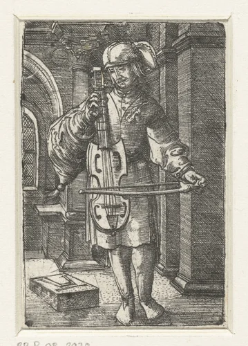 Vedelspeler by Unknown, print, 1506-1538