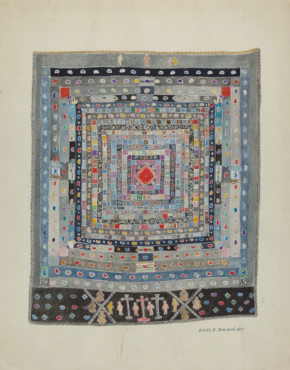 Pieced Bed Cover by Ethel Dougan, index of american design, 1937