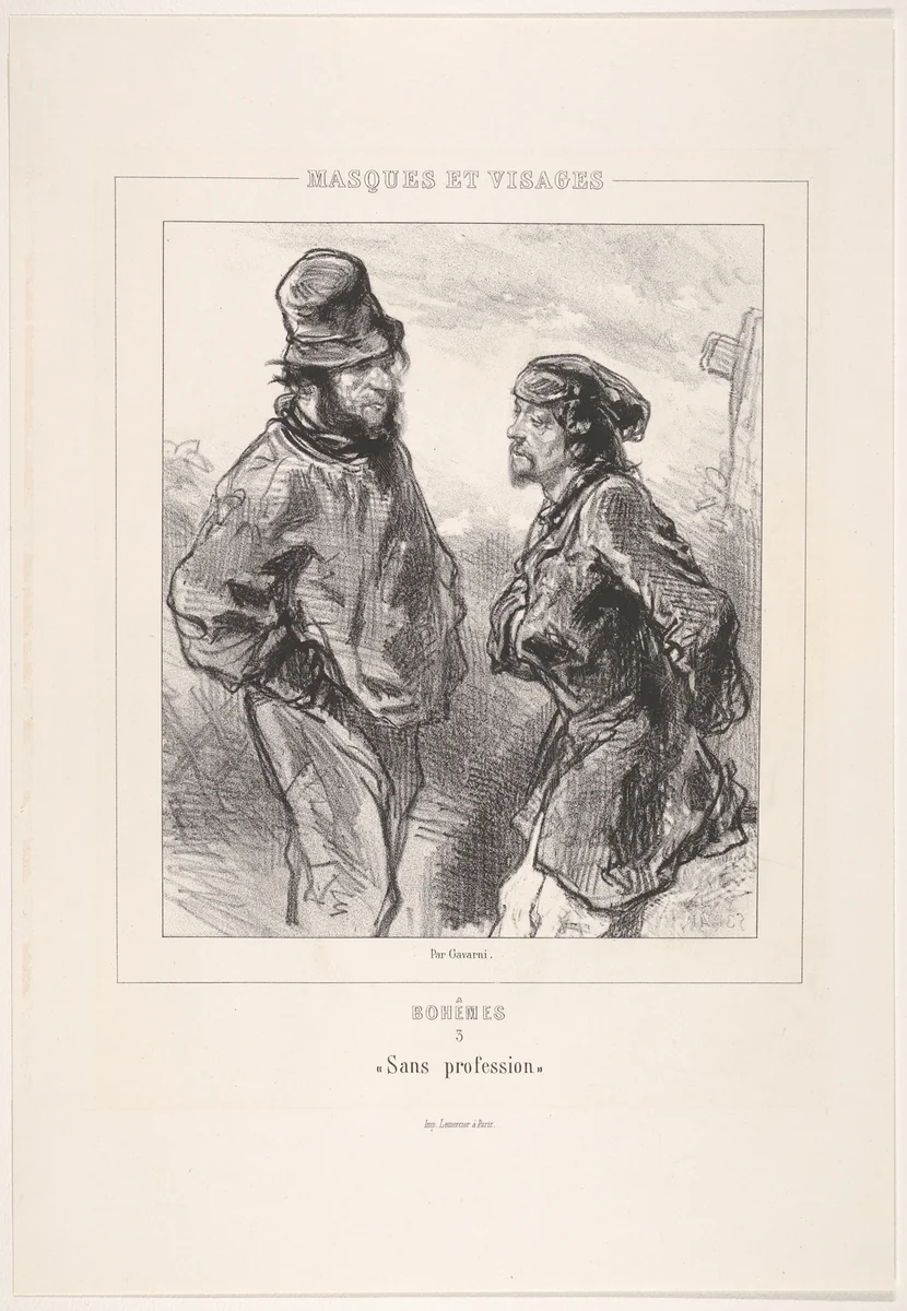 Sans profession, from "Bohèmes, Masques et Visages" by Paul Gavarni, print, 1804-1866