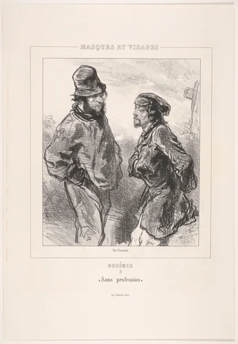 Sans profession, from "Bohèmes, Masques et Visages" by Paul Gavarni, print, 1804-1866
