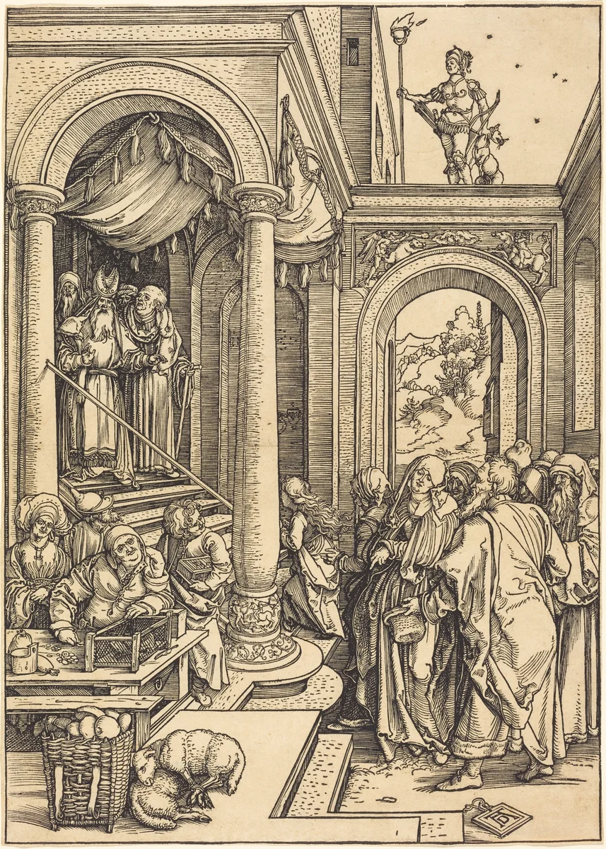 The Presentation of the Virgin in the Temple by Albrecht Dürer, print, 1502-1503