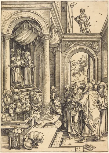 The Presentation of the Virgin in the Temple by Albrecht Dürer, print, 1502-1503