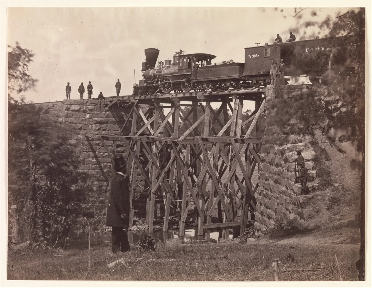Bridge on Orange and Alexandria Rail Road, as Repaired by Army Engineers under Colonel Herman Haupt by Andrew Joseph Russell, photograph, 1865
