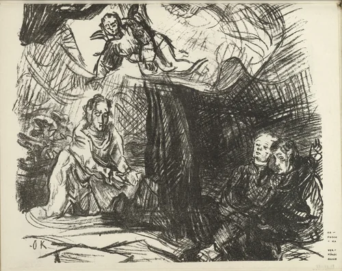 Christ on the Mount of Olives (Christus am Ölberg) (plate, folio 15 verso) from the periodical Der Bildermann, vol. 1, no. 7 (Jul 1916) by Oskar Kokoschka, periodical, 1916