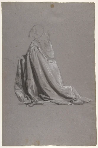 Bishop (lower register; study for wall paintings in the Chapel of Saint Remi, Sainte-Clotilde, Paris, 1858) by Isidore Pils, drawing, 1830-1875