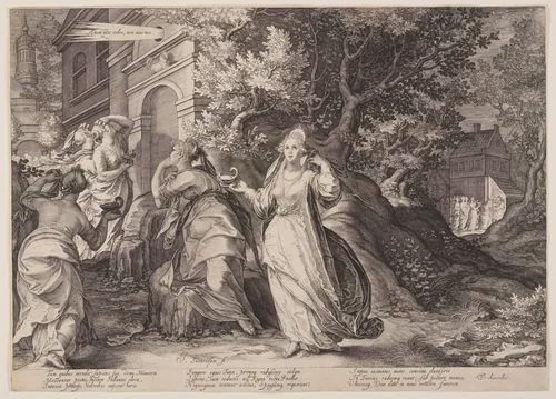 Foolish Virgins Missing their Rendezvous with Our Lord, from Parable of the Wise and Foolish Virgins by Jan Saenredam, print, 1606