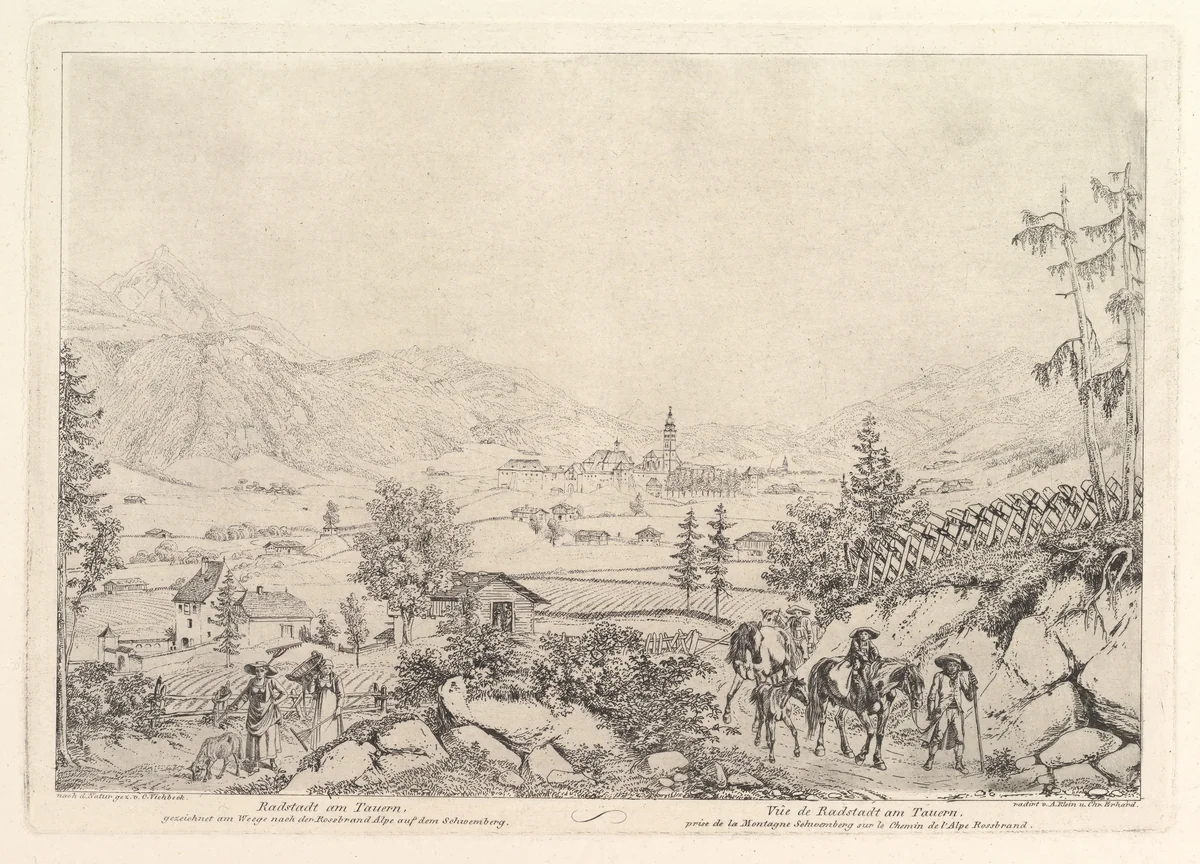Rural Landscape, "Radstadt am Tauren" by Johann Christoph Erhard, print, 1810-1822