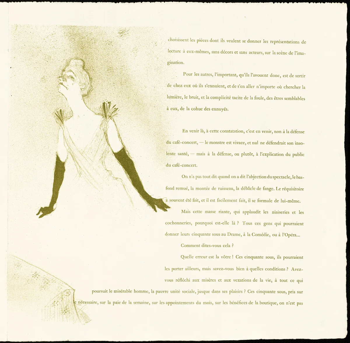 Yvette Guilbert by Henri de Toulouse-Lautrec, print, 1894