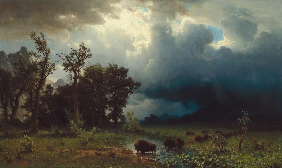 Buffalo Trail: The Impending Storm by Albert Bierstadt, painting, 1869