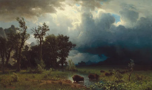 Buffalo Trail: The Impending Storm by Albert Bierstadt, painting, 1869