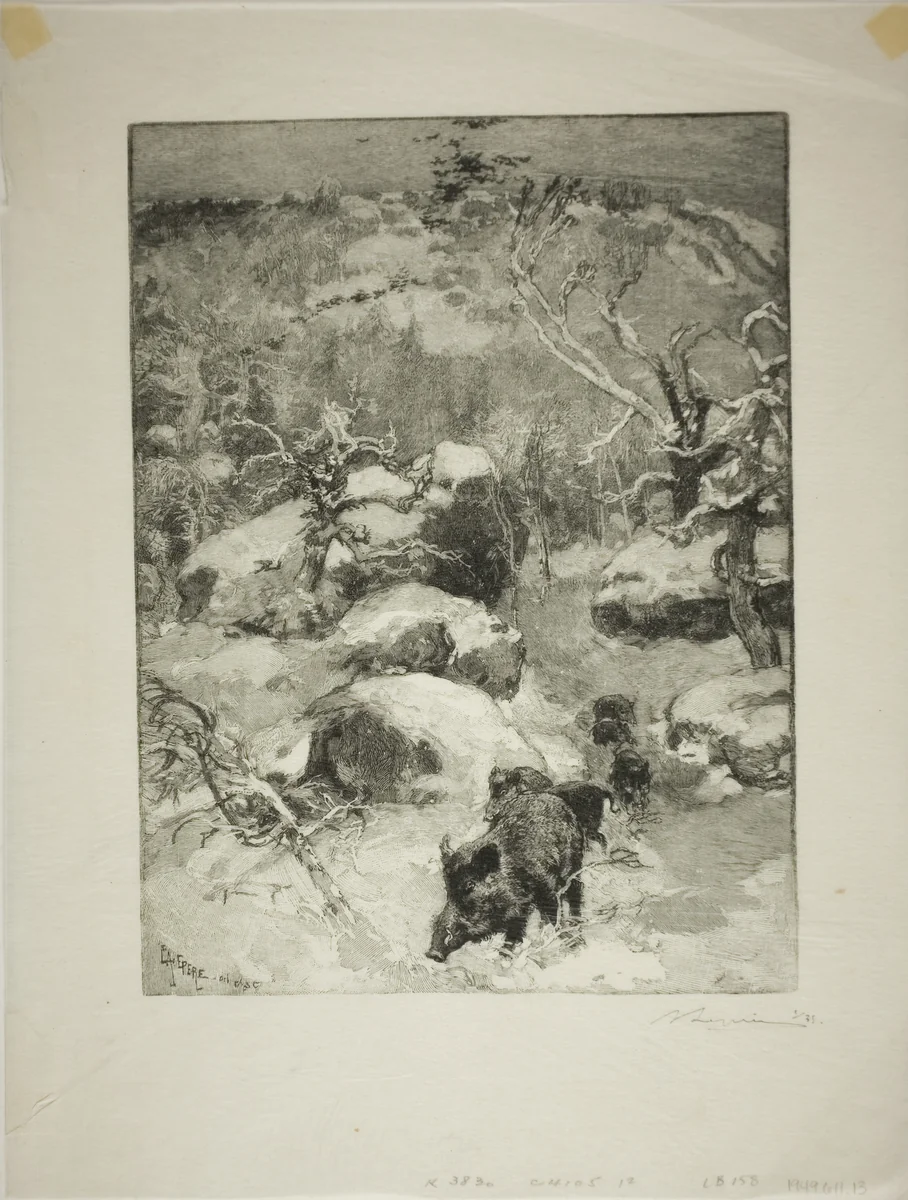 Winter: Cuvier-Châtillon Cliff by Louis Auguste Lepère, print, 1887