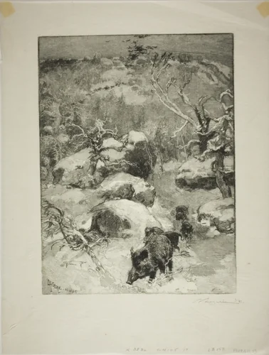 Winter: Cuvier-Châtillon Cliff by Louis Auguste Lepère, print, 1887