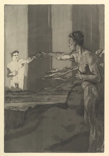 Philosopher (from the series On Death II) by Max Klinger, print, 1898-1910