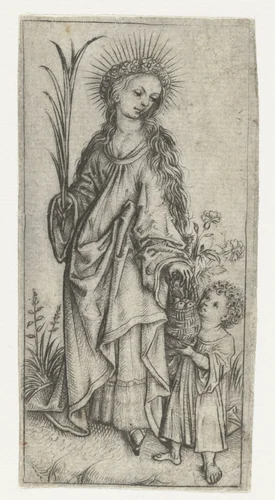 Heilige Dorothea by Meester van het Amsterdamse Kabinet, print, 1485-1490