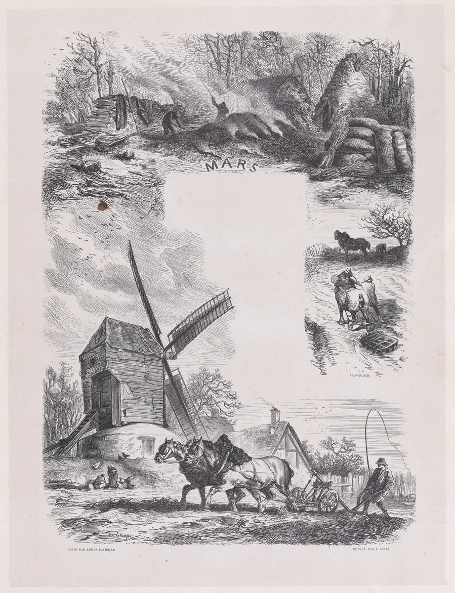 March, from "Album of Rustic Subjects" by Charles Jacque, print, 1859