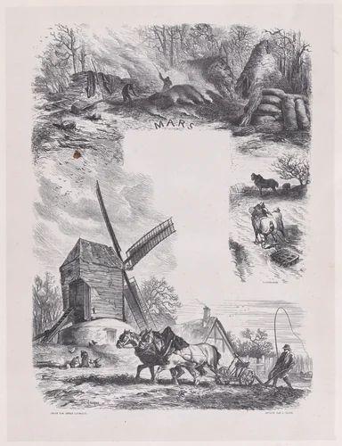 March, from "Album of Rustic Subjects" by Charles Jacque, print, 1859