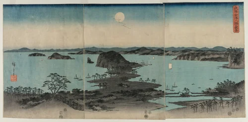 Eight Views of Kanazawa at Night by Utagawa Hiroshige (歌川広重), print, 1857