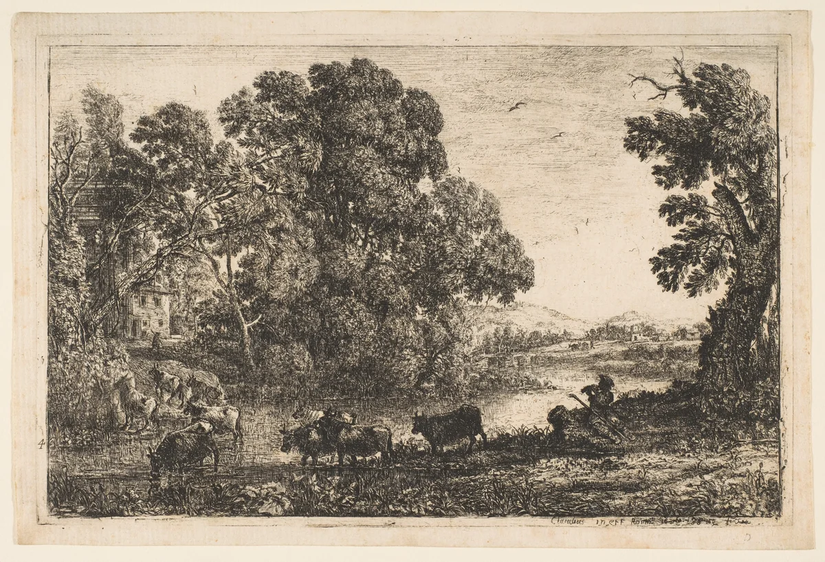 The Cowherd by Claude Lorrain, print, 1636