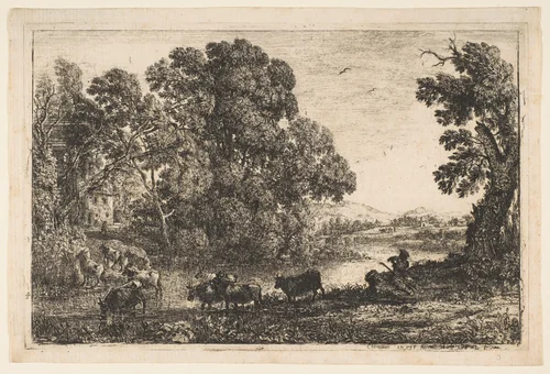 The Cowherd by Claude Lorrain, print, 1636