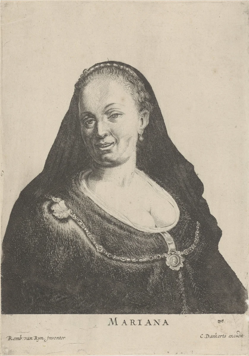 Portret van een onbekende vrouw met sluier by Willem van der Leeuw, print, 1630-1718