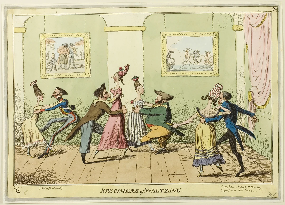 Specimens of Waltzing by George Cruikshank, print, 1817