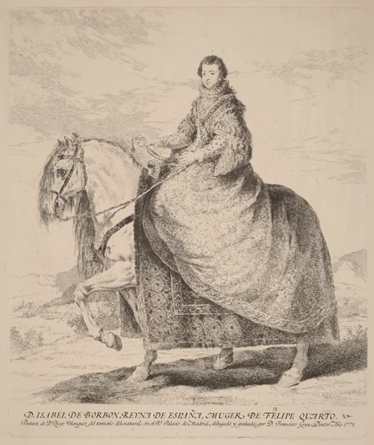 Isabel de Borbon by Francisco Goya; Diego Velázquez, print, 1778