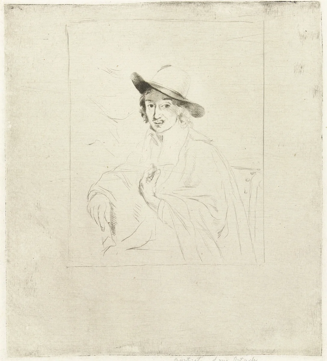 Portret van de schilder Adriaen van Ostade by Louis Bernard Coclers, print, 1756-1817