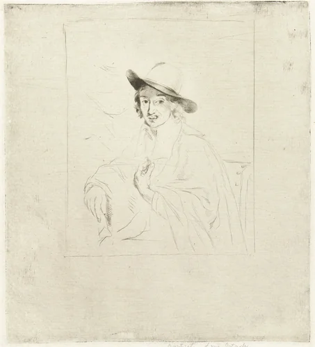 Portret van de schilder Adriaen van Ostade by Louis Bernard Coclers, print, 1756-1817
