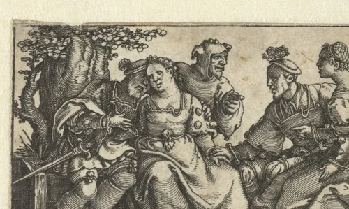 Twee liefdesparen en een nar by Unknown, print, 1535