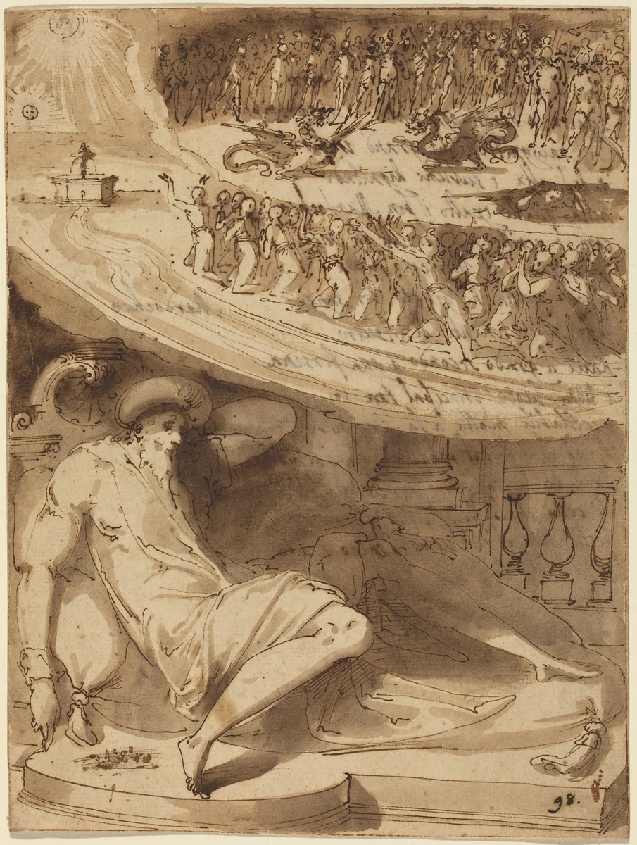 The Dream of Mordecai by Giovanni Guerra, drawing, 1544-1618