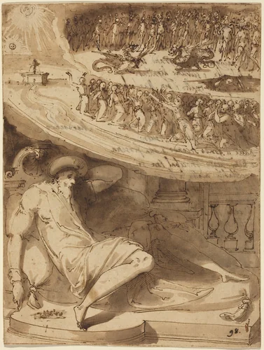 The Dream of Mordecai by Giovanni Guerra, drawing, 1544-1618