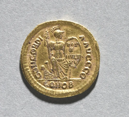 Solidus of Theodosius I the Great (reverse) by Unknown, metalwork, 378-393