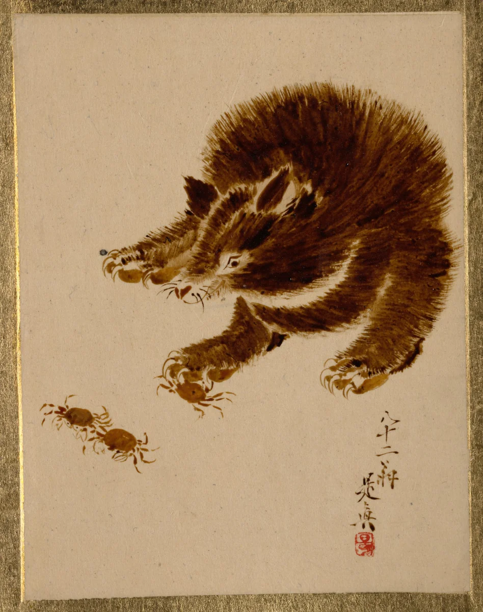 Bear and Crabs by Shibata Zeshin (柴田是真), painting, 1807-1868