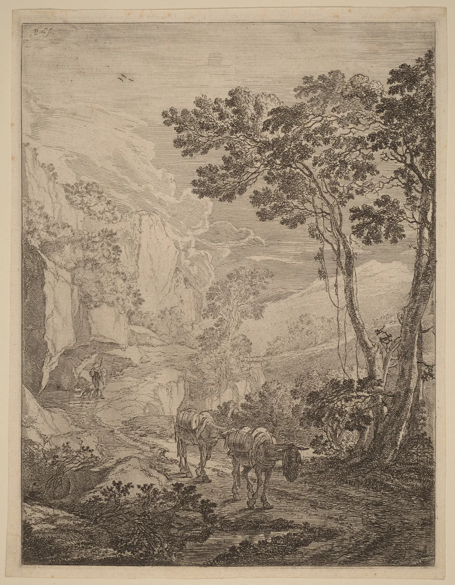 The Two Hinnies by Jan Both, print, 1615-1652