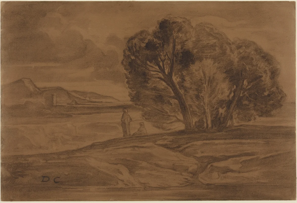 Oriental Landscape by Alexandre-Gabriel Decamps, drawing, 1845