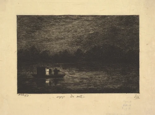 Night Voyage, from "Voyage en Bateau" by Charles-François Daubigny, print, 1861