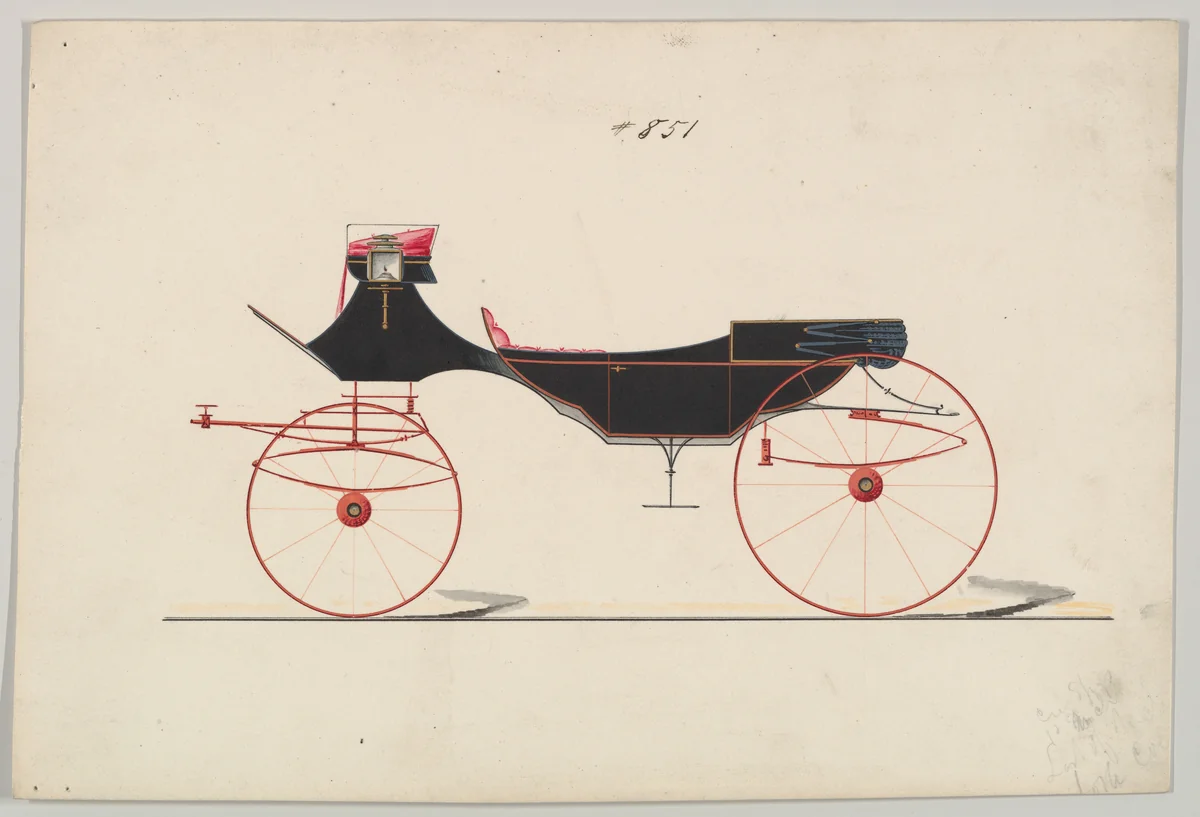 Design for Vis-à-vis/ Caleche, no. 851 by Brewster & Co., drawing, 1850-1870