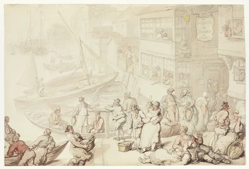 Outside the Salutation Inn, Greenwich by Thomas Rowlandson, painting, 1790-1827