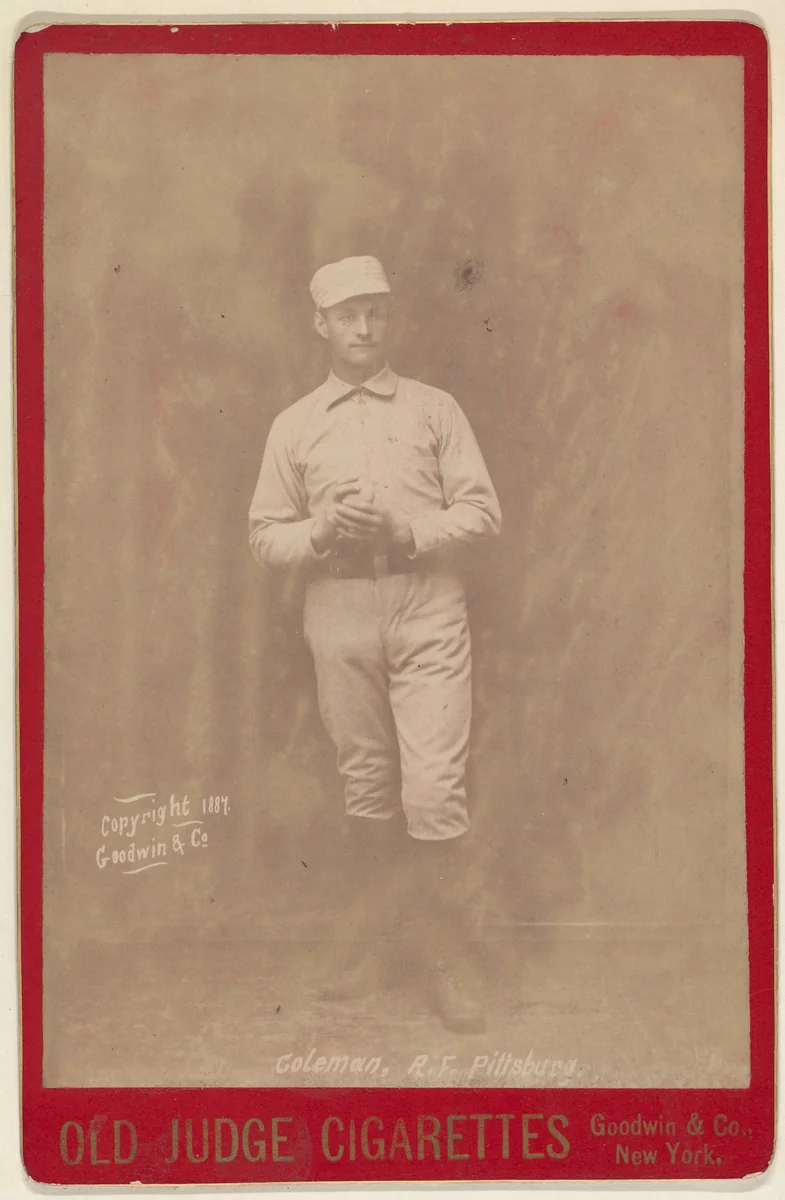 John Coleman, Right Field, Pittsburgh, from the series Old Judge Cigarettes by Goodwin & Company, photograph, 1887