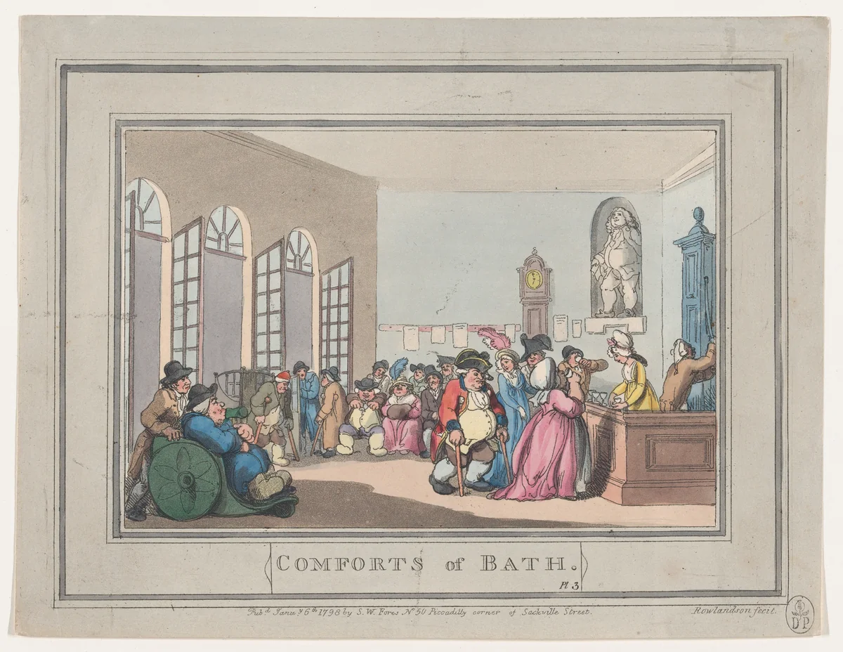 Comforts of Bath, Plate 3 by Thomas Rowlandson, print, 1798