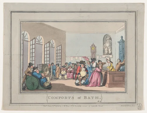 Comforts of Bath, Plate 3 by Thomas Rowlandson, print, 1798