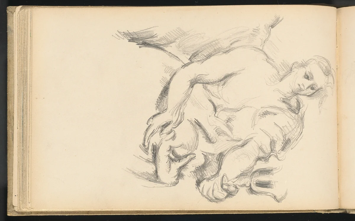 Study of an Angel in Rubens' "The Prophet Elijah" by Paul Cezanne, drawing, 1892-1895