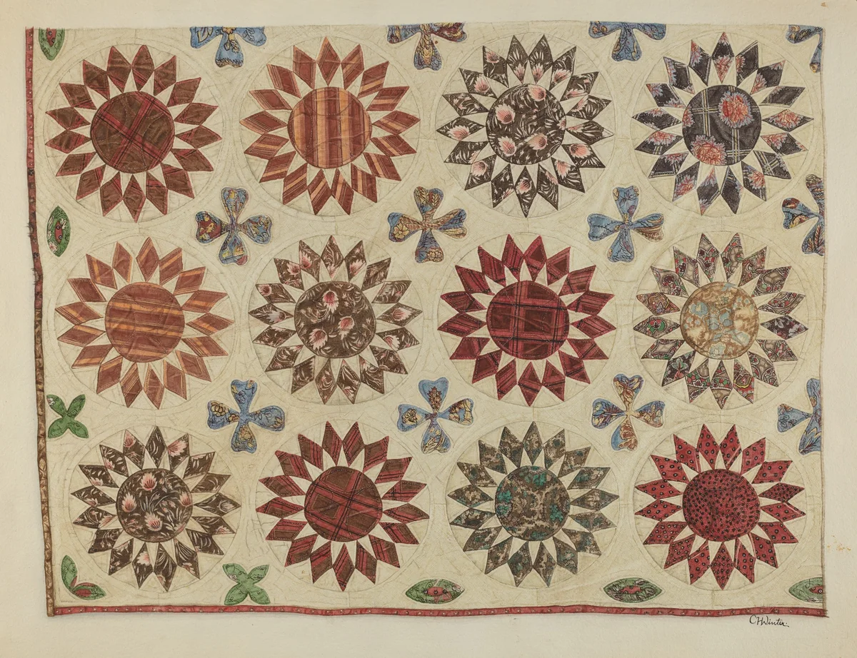 Patchwork Quilt by Charlotte Winter, index of american design, 1938