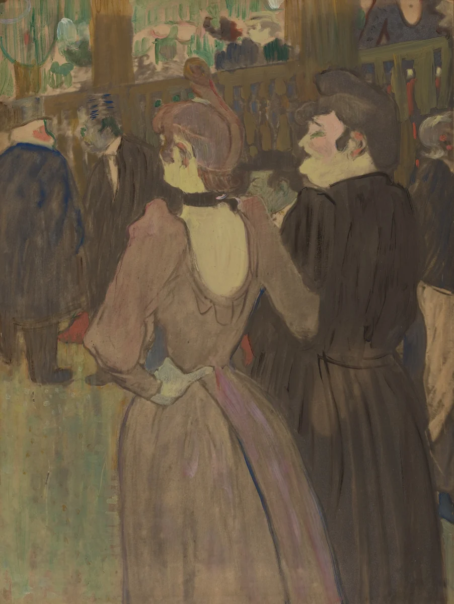 La Goulue and Her Sister by Henri de Toulouse-Lautrec, drawing, 1864-1901