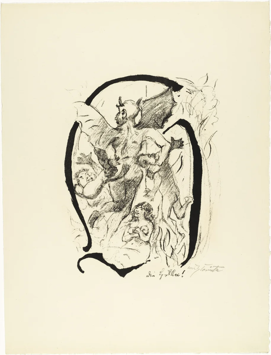 Letter H (Buchstabe H) from the illustrated book in portfolio form The ABCs (Das ABC) by Lovis Corinth, print, 1916