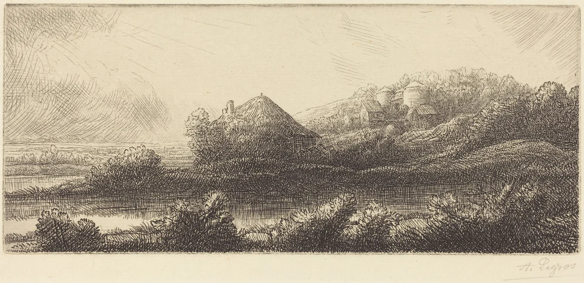 Hut in the Marsh (Cabane dans les marais) by Alphonse Legros, print, 1837-1911