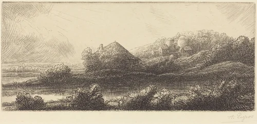 Hut in the Marsh (Cabane dans les marais) by Alphonse Legros, print, 1837-1911