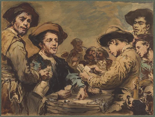 Card Players by Augustin Théodule Ribot, drawing, 1873-1883